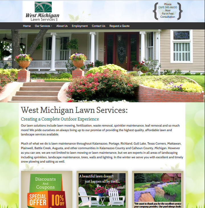 Website development for lawn care services in West Michigan.